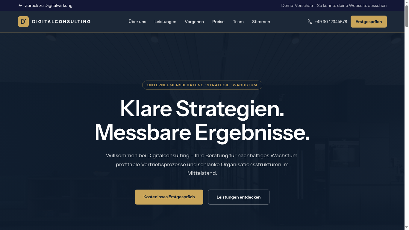 Vorschau der Demo-Webseite: Beratungsbüro / Berater
